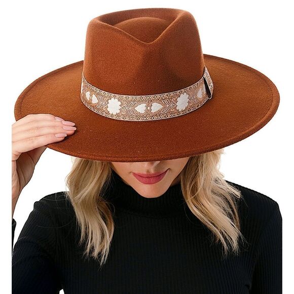 Marcus Adler Women's Wool Blend Felt Hat with Floral Print Band - Picture 1 of 3